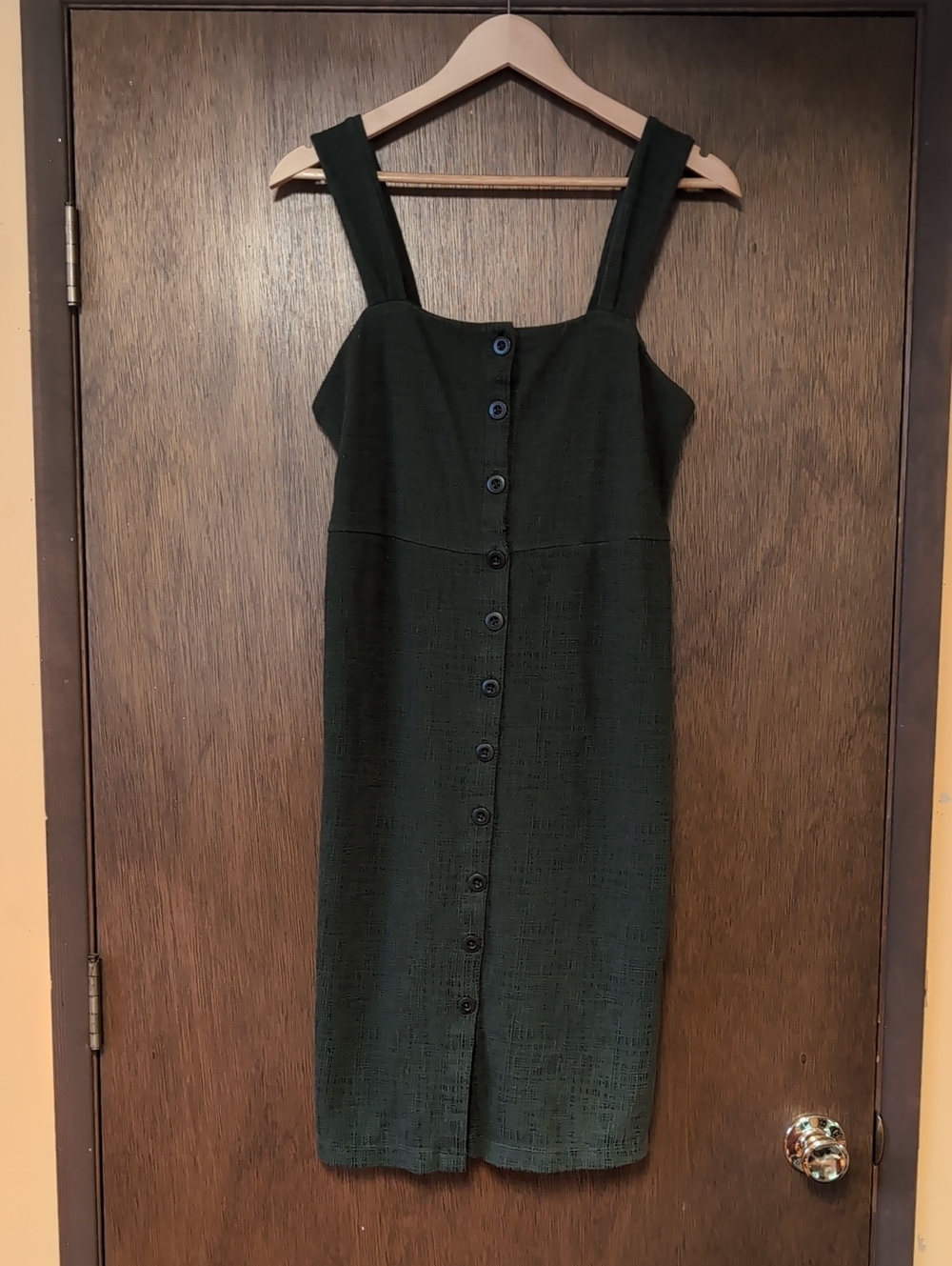 Madewell Dark Green Button-Front Midi Dress